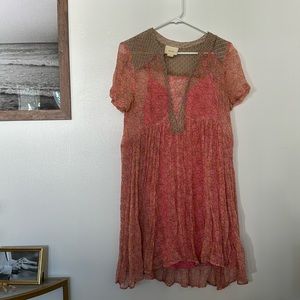 Anthropologie Maeve Pink Floral Mini Dress Size 2